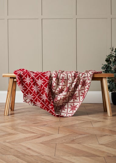 BHS Red Christmas Design Throw