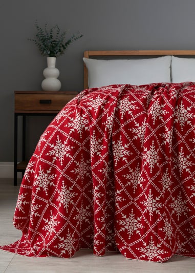 BHS Red Christmas Design Throw