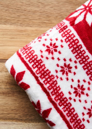 BHS Red Christmas Fair Isle Throw