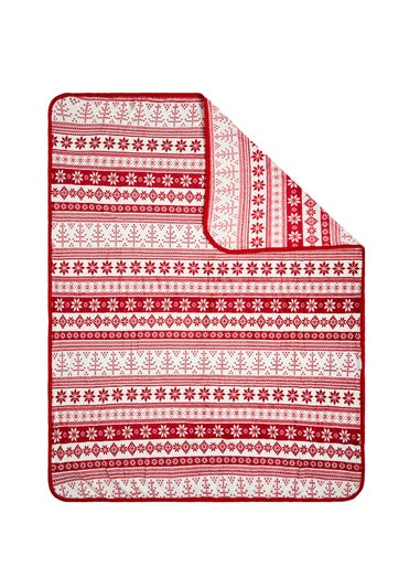 BHS Red Christmas Fair Isle Throw