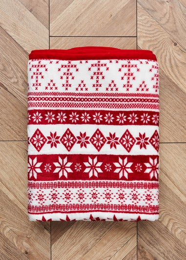 BHS Red Christmas Fair Isle Throw