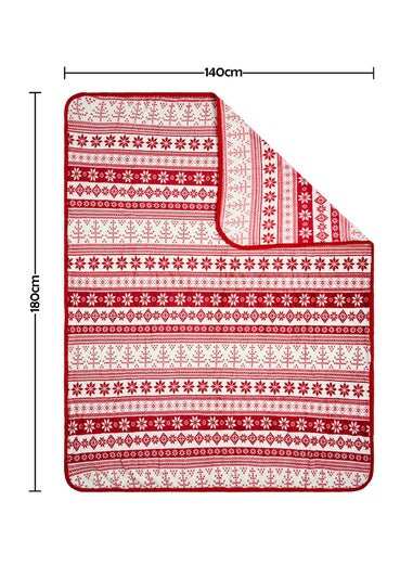 BHS Red Christmas Fair Isle Throw