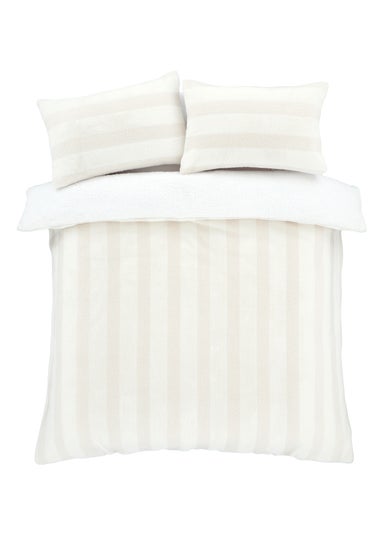 Bianca Fine Linens  Cosy Soft Stripe Faux Fur Duvet Cover Set