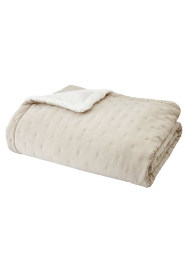 Catherine Lansfield Nori Cream Pinsonic Faux-Shearling Bedspread (220x230cm)