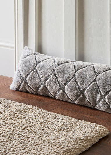 Catherine Lansfield Cosy Diamond Faux Fur Door Draught Excluder (90x20cm)