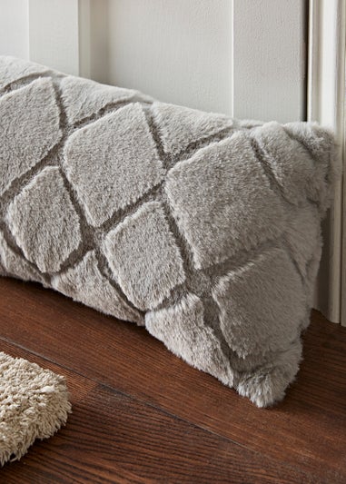 Catherine Lansfield Cosy Diamond Faux Fur Door Draught Excluder (90x20cm)