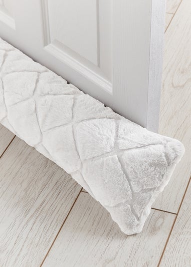 Catherine Lansfield Cosy Diamond Faux Fur Door Draught Excluder (90x20cm)