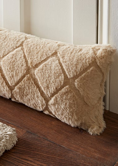 Catherine Lansfield Cosy Diamond Faux Fur Door Draught Excluder (90x20cm)