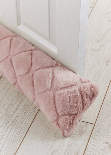 Catherine Lansfield Cosy Diamond Faux Fur Door Draught Excluder (90x20cm)