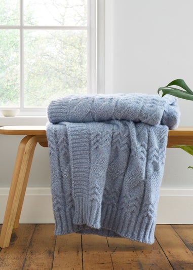 Bianca Fine Linens Cosy Soft Cable Knit Blanket Throw (130x170cm)