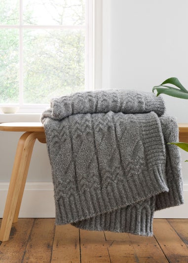 Bianca Fine Linens Cosy Soft Cable Knit Blanket Throw (130x170cm)