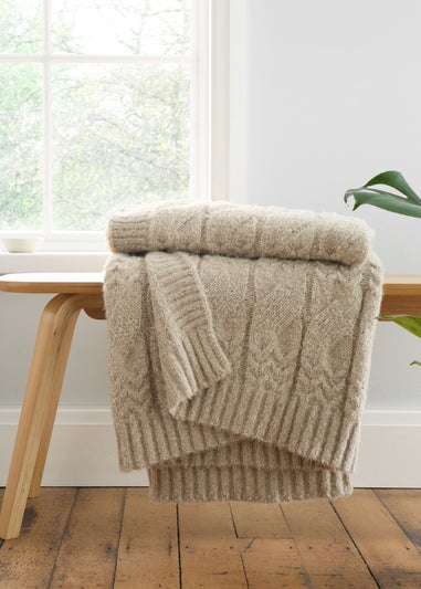 Bianca Fine Linens Cosy Soft Cable Knit Blanket Throw (130x170cm)