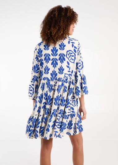 Blue Vanilla Blue Tie Front Smock Dress