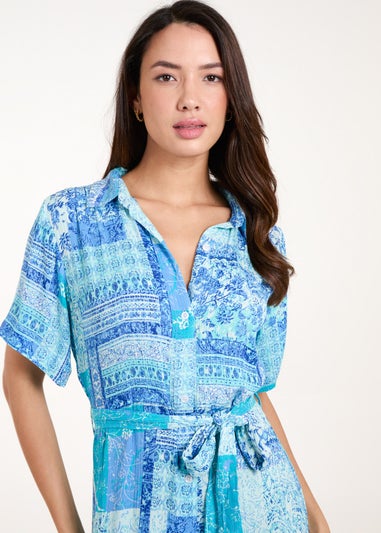 Blue Vanilla Blue Button Through Shirt Dress