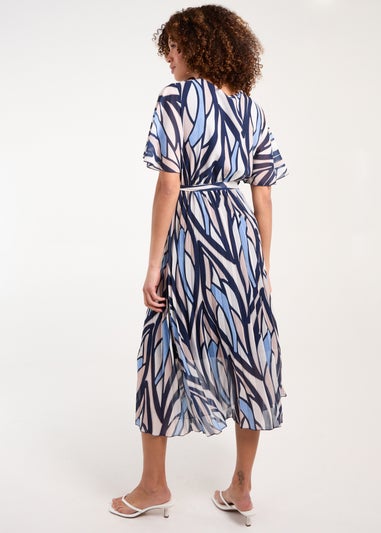 Blue Vanilla Navy Wrap Over Pleat Dress