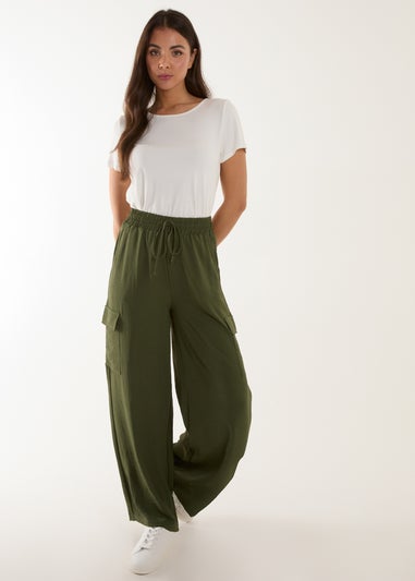 Blue Vanilla Khaki Wide Leg Combat Trousers