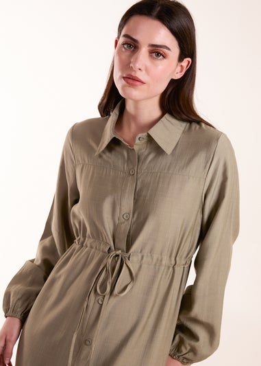 Blue Vanilla Khaki Belted Midi Dress