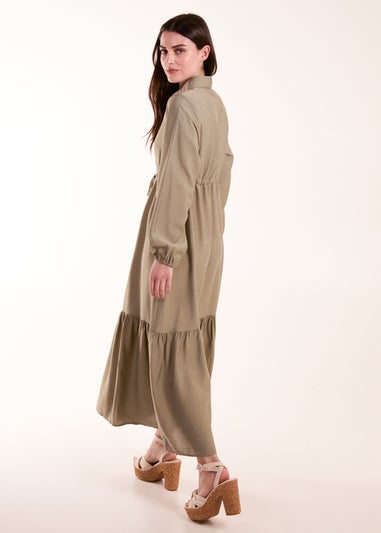 Blue Vanilla Khaki Belted Midi Dress