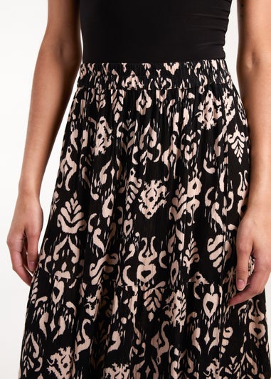 Blue Vanilla Black Printed Midi Skirt