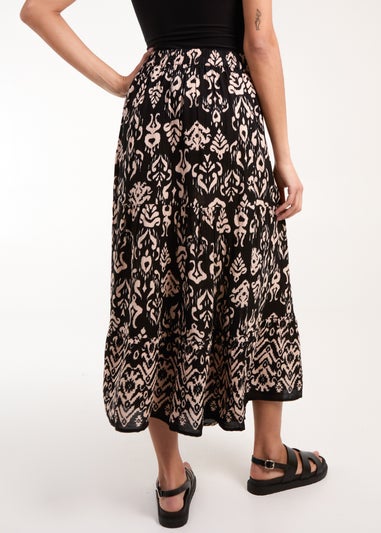 Blue Vanilla Black Printed Midi Skirt