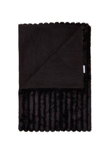 Catherine Lansfield Cosy Ribbed Faux Fur Soft Blanket Throw (130x170 cm)