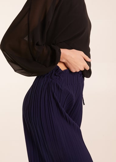 Blue Vanilla Navy Wide Leg Pleated Trousers