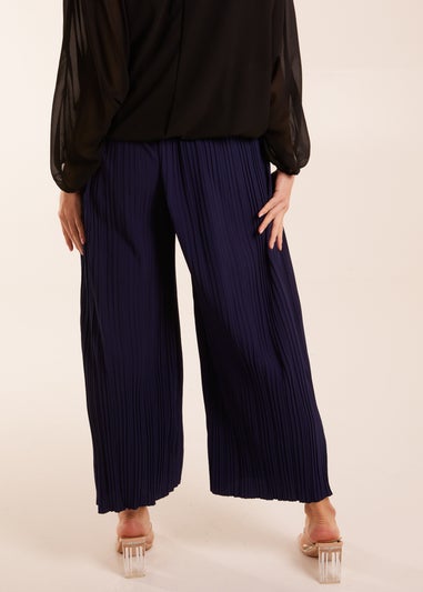 Blue Vanilla Navy Wide Leg Pleated Trousers