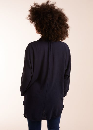 Blue Vanilla Navy Open Collar Blouse