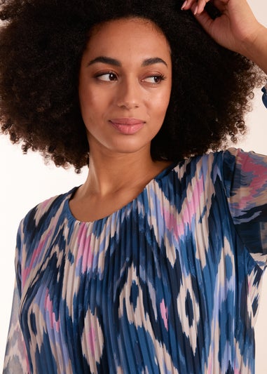 Blue Vanilla Blue Pleated Print Top