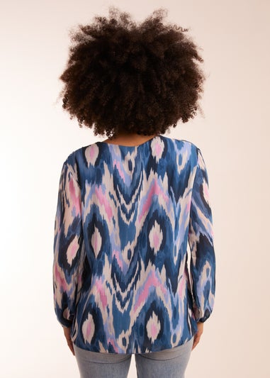 Blue Vanilla Blue Pleated Print Top