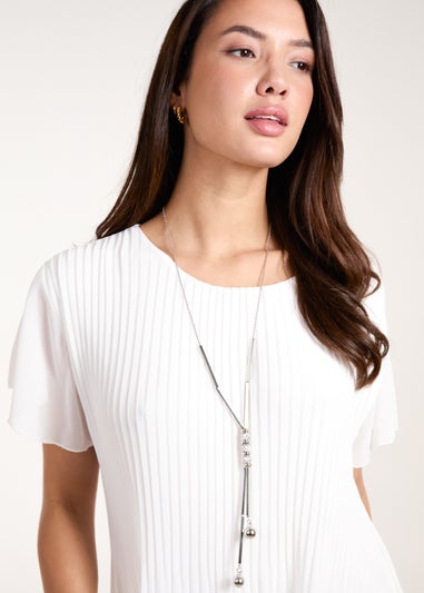 Blue Vanilla Ivory Pleated Short Sleeve Top