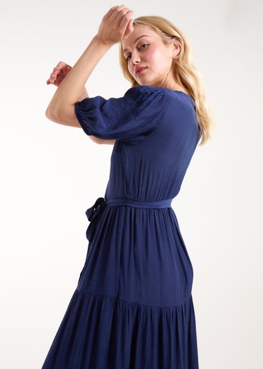 Blue Vanilla Navy Button Through Tie Maxi Dress