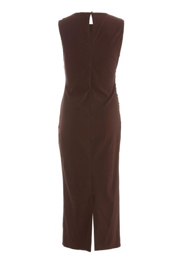 Quiz Brown Ruched Midi Dress