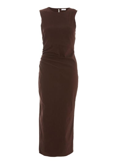 Quiz Brown Ruched Midi Dress