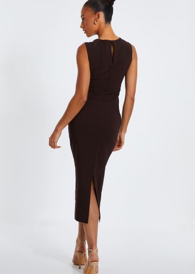 Quiz Brown Ruched Midi Dress