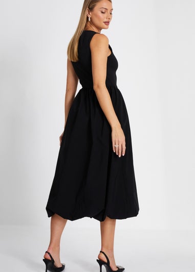 Quiz Black Puff Ball Midi Dress