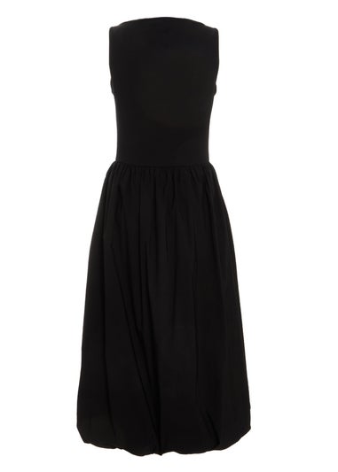 Quiz Black Puff Ball Midi Dress