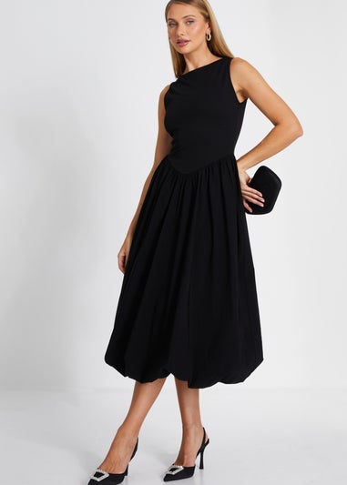 Quiz Black Puff Ball Midi Dress