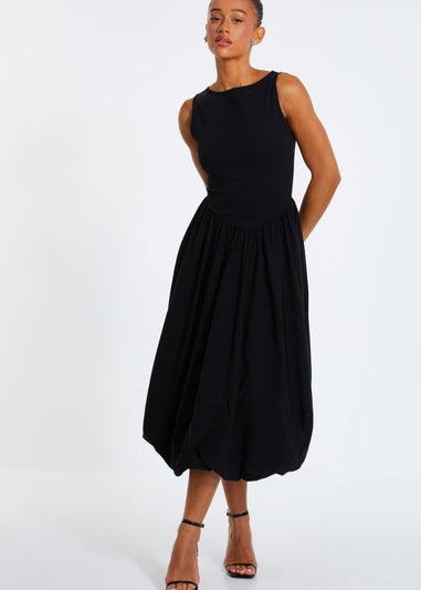 Quiz Black Puff Ball Midi Dress