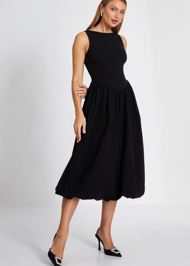 Quiz Black Puff Ball Midi Dress