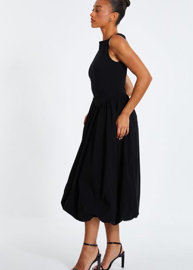 Quiz Black Puff Ball Midi Dress