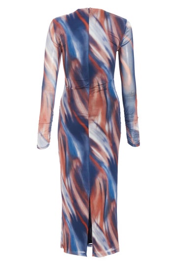 Quiz Blue Petite Marble Print Midaxi Dress