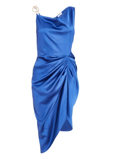 Quiz Blue Satin Ruched Midi Dress