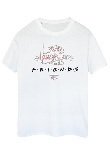 Friends Love Laughter White Boyfriend Fit T-Shirt