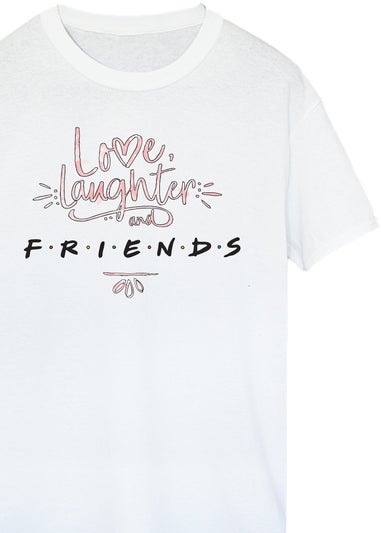 Friends Love Laughter White Boyfriend Fit T-Shirt