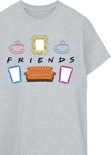 Friends Logo Icons Heather Grey Boyfriend Fit T-Shirt