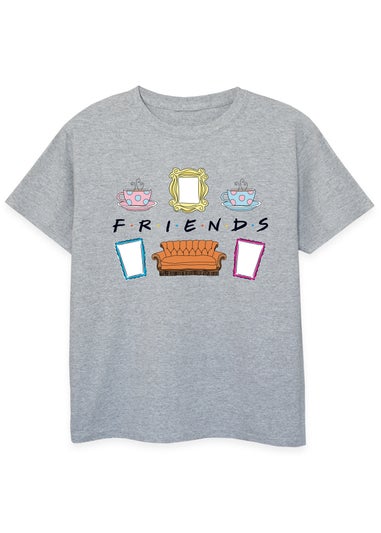 Friends Logo Icons Kids Heather Grey T-Shirt (3-13 Years)