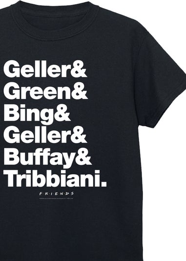 Friends Last Names Kids Black T-Shirt (3-13 Years)