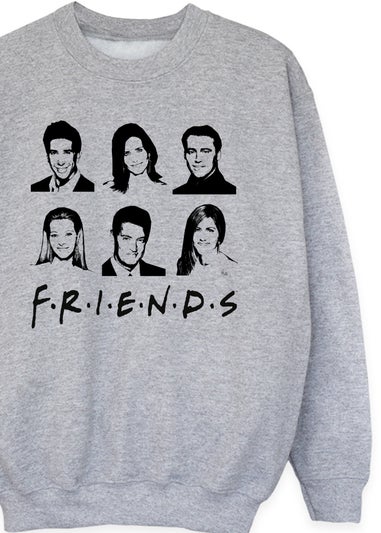 Friends Faces Kids Heather Grey Sweatshirt (3-13 Years)