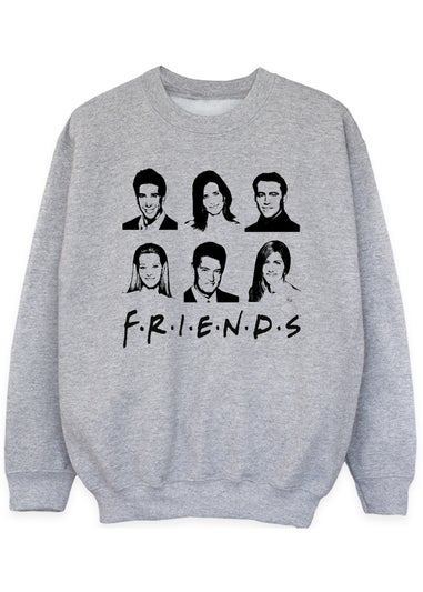 Friends Faces Kids Heather Grey Sweatshirt (3-13 Years)